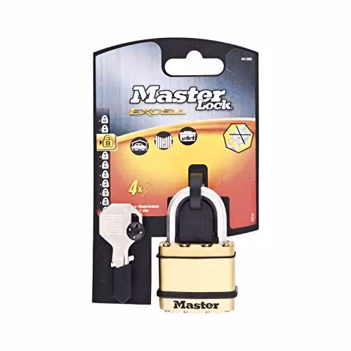 Master Lock Excell 4-Pin Brass Finish Gold Padlock, 45 mm