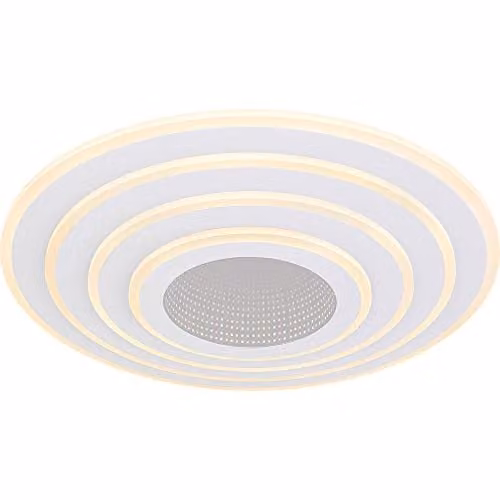 Globo Lighting Netlighting Smart LED Ceiling Light, White and Chrome, Dimmable with Remote Control, Timer, and App Control, D x H: 42 x 6.7 cm