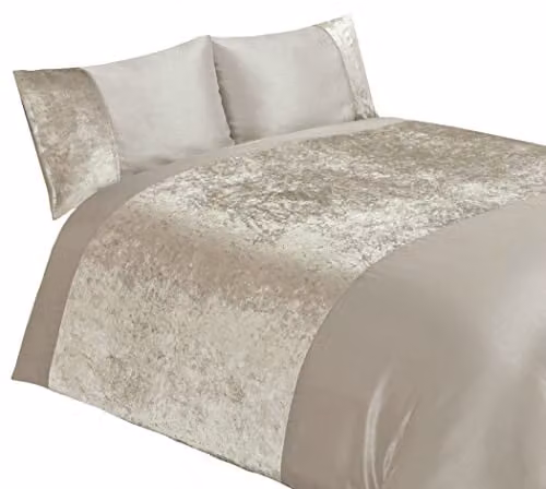 Rapport Home Plain Cream and Beige Duvet Cover and Pillowcase Set, W/D/H: 200 x 200 cm and 50 x 75 cm
