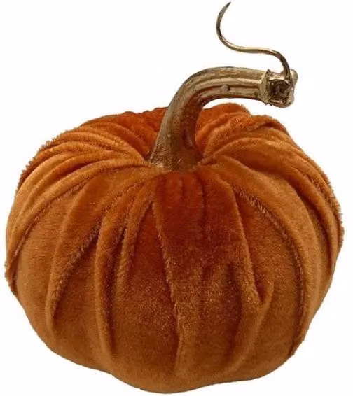 KDMD Orange Velvet Pumpkin Tabletop Decoration, 10 Pack – 1