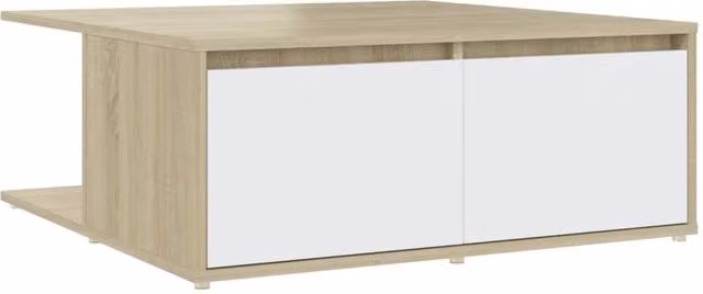 Berkfield Home Square Coffee Table in White and Sonoma Oak, W/D/H: 80 x 80 x 31 cm – 1