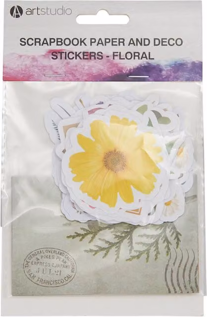 Art Studio Multicolour Floral and Botanical Scrapbook Paper and Deco Stickers for Adults