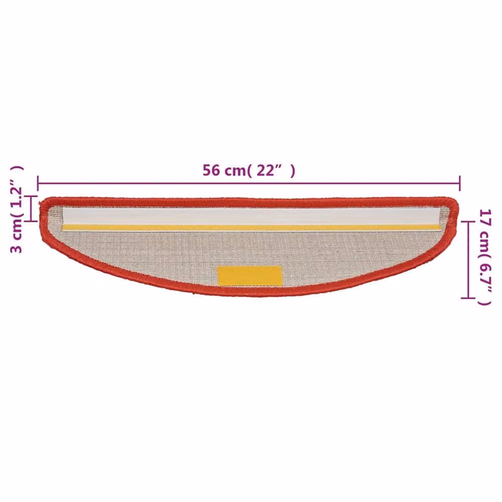 Berkfield Home Self-Adhesive Stair Mats, 10 Pack, Red, W: 56 cm, D: 17 cm, H: 3 cm – 6