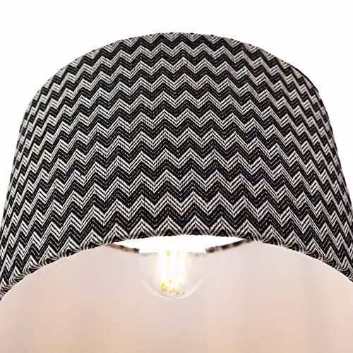 Happy Homewares Modern Zig Zag Chevron Cotton Fabric Cylinder Lamp Shade in Black and White, Diameter: 30 cm – 3