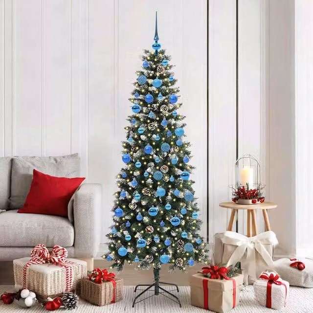 Berkfield Home Artificial Christmas Tree with 300 LEDs, Green, H x W x D: 180 x 76 x 76 cm – 1