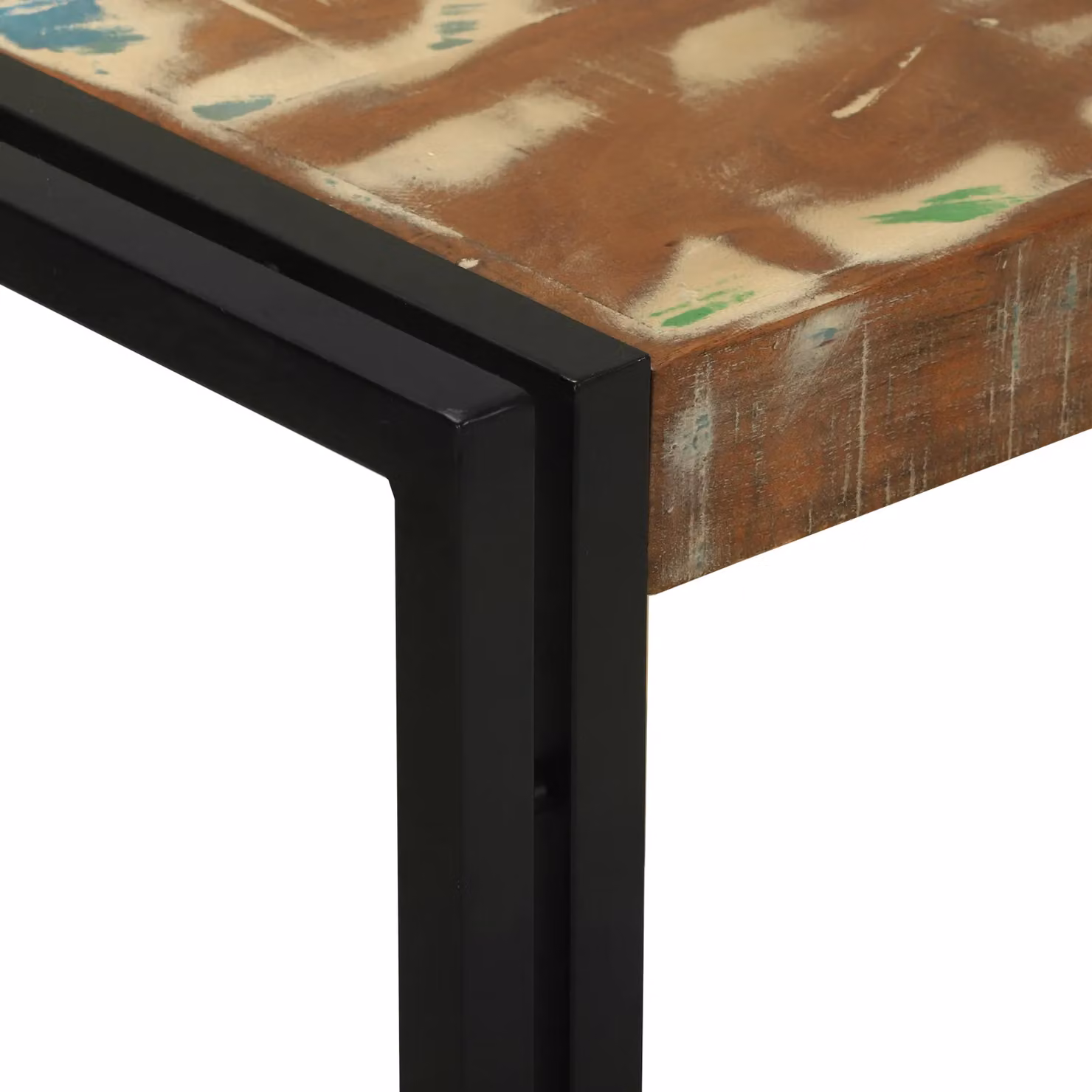 Berkfield Home Industrial Console Table with Shelf in Brown Multicolour Solid Reclaimed Wood, W: 120 cm, D: 33 cm, H: 75 cm – 4