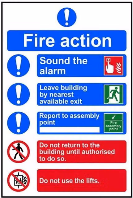 Scan Fire Action Procedure Style 2 Multicolour PVC Sign W: 20 cm, H: 30 cm