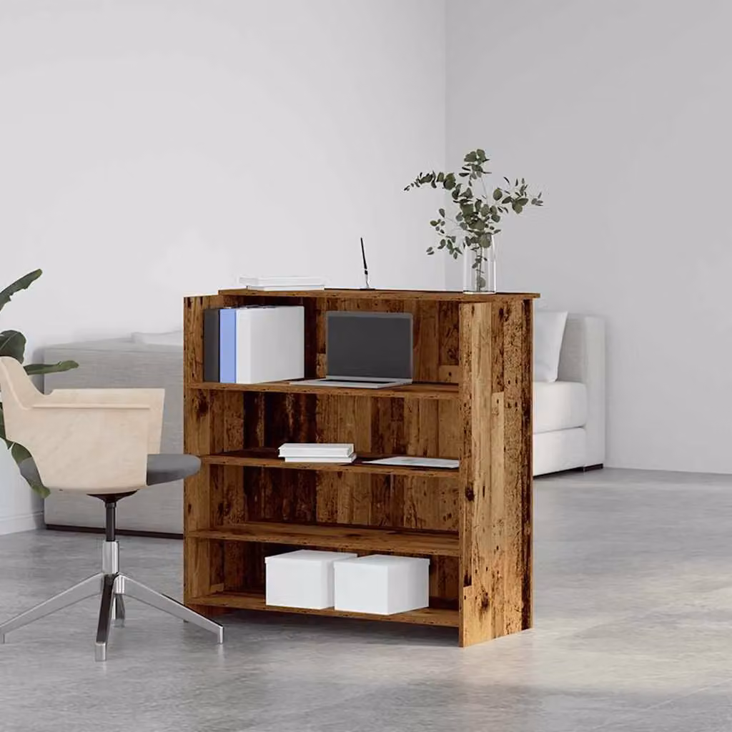 Berkfield Home Reception Desk in Old Wood Brown, W/D/H: 100 x 50 x 103.5 cm – 1