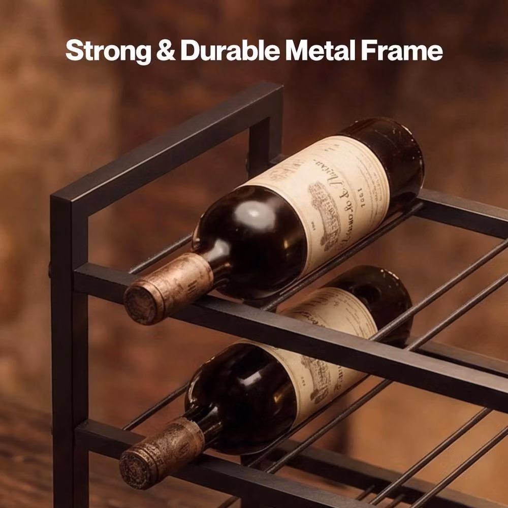 NESTLUNE 16 Bottle Countertop Wine Rack in Black Metal, W: 100 cm, D: 60 cm – 3