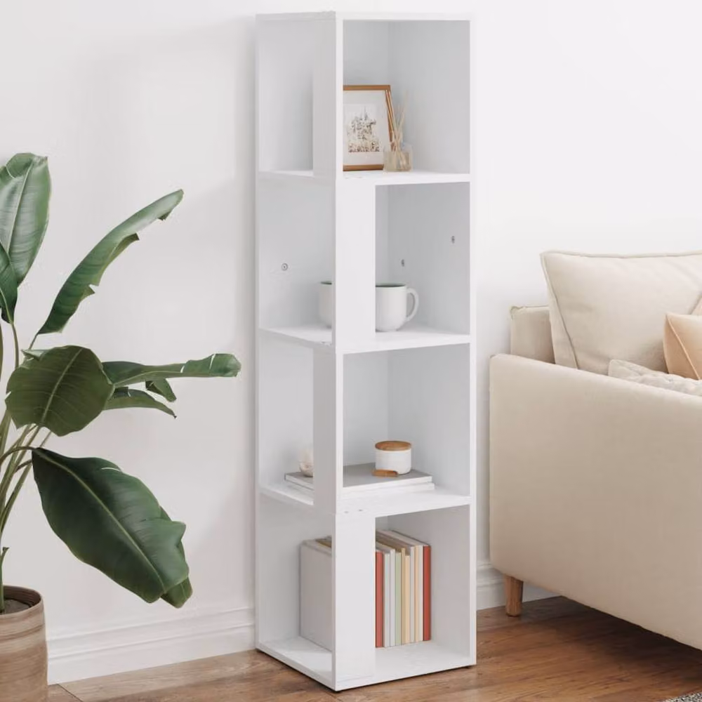 Berkfield Home White Wall Mounted Corner Cabinet with Internal Shelves, W/D/H: 33 x 33 x 132 cm – 1