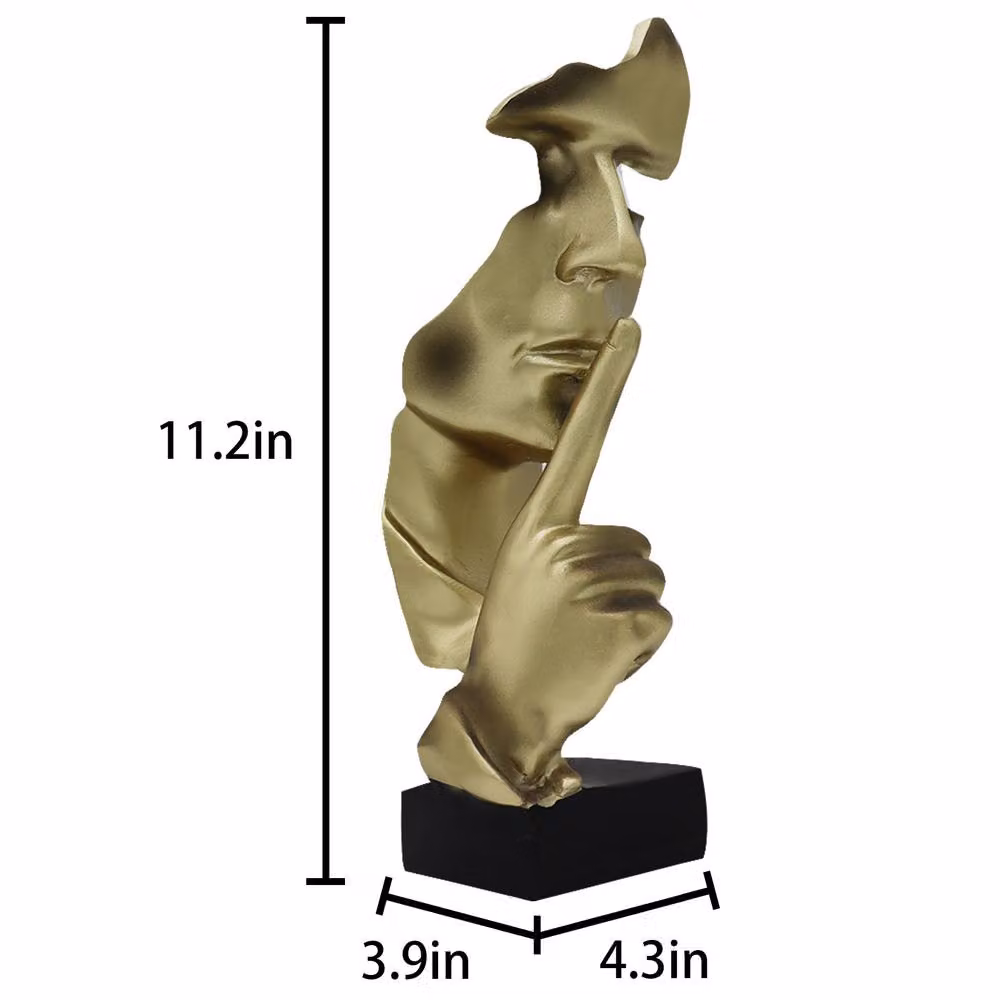 Huhote Abstract Thinker Statue, Gold Minimalist Resin Sculpture for Home and Office Decor – 10