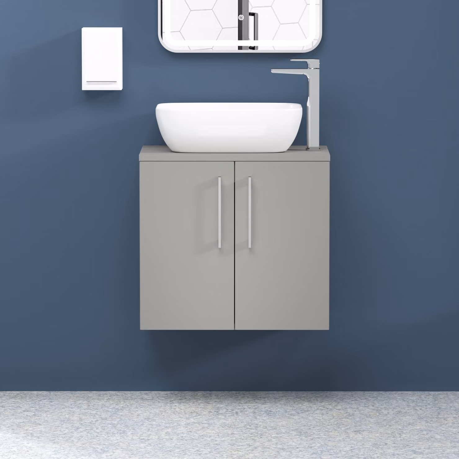 Elva Modena 800mm Wall Hung Vanity Unit with Countertop Basin in Satin Grey by Royal Bathrooms