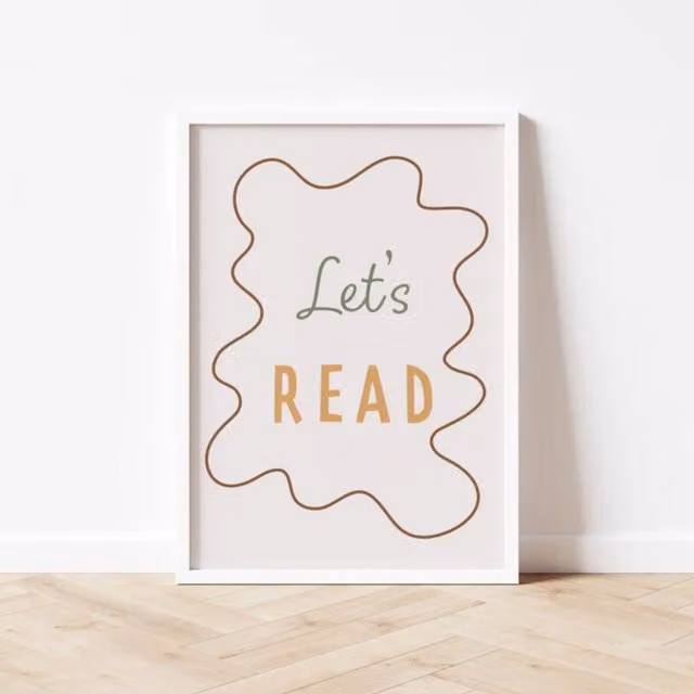 Autumns Corner Let's Read Wavy Edition Typography Paper Poster, Mustard, A3 – 1