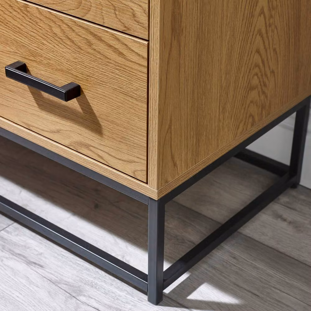 Cheshire Ashford 4 Drawer Chest in Light Oak Effect and Black – 4