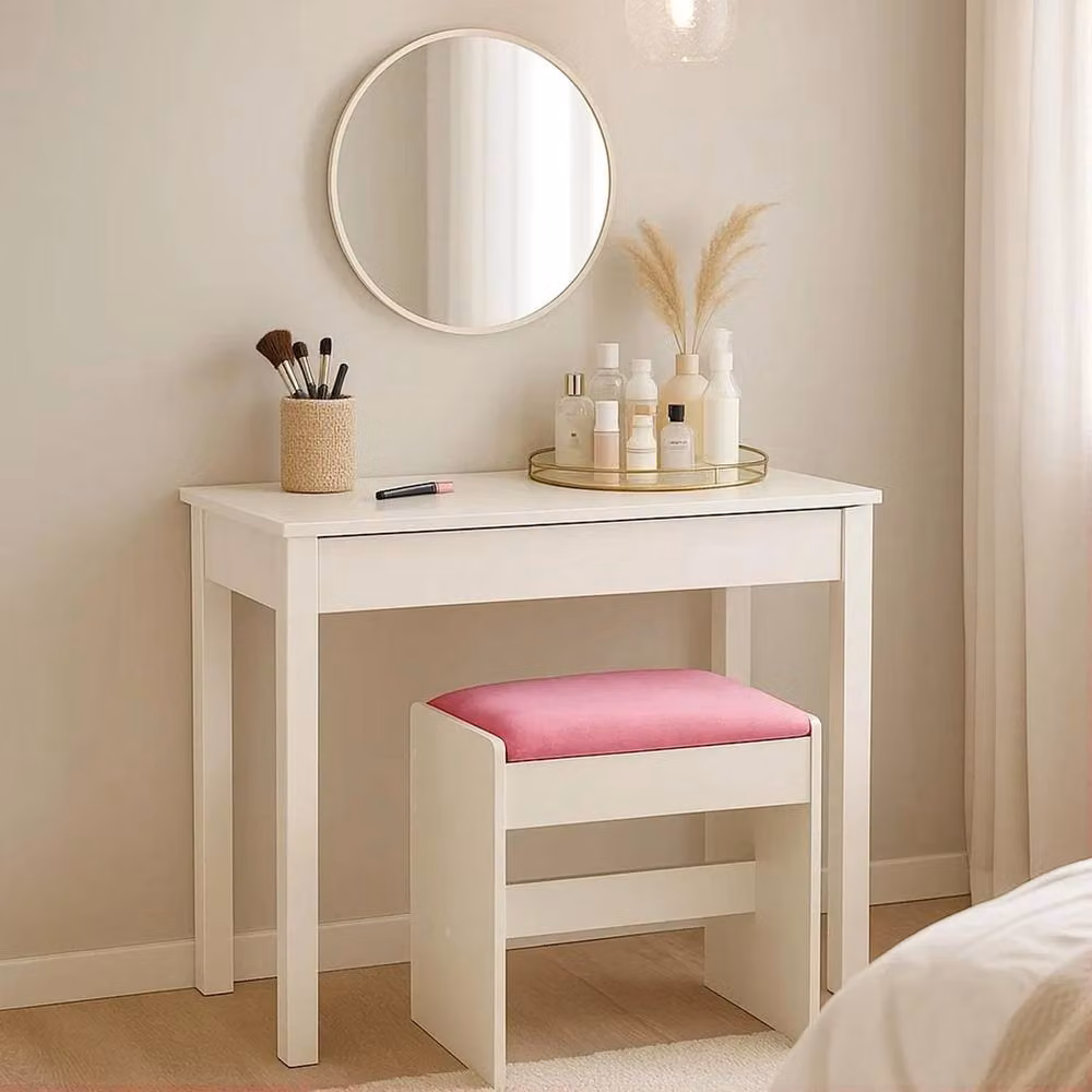 Havendro Padded Dressing Stool in White – 3