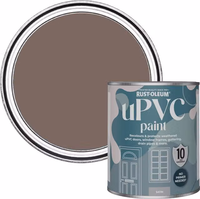 Rust-Oleum UPVC Paint in Satin Finish, River's Edge, Brown, 0.75 l