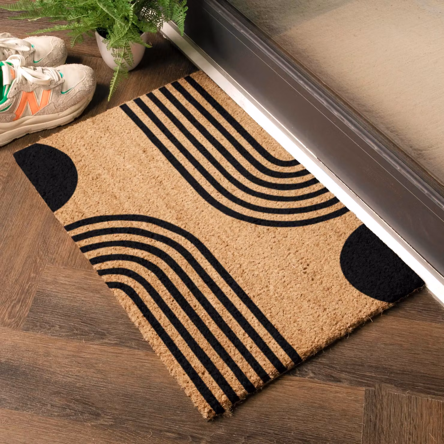 Artsy Mats Simple Abstract Lines Grey Doormat, W: 60 cm, D: 40 cm – 2