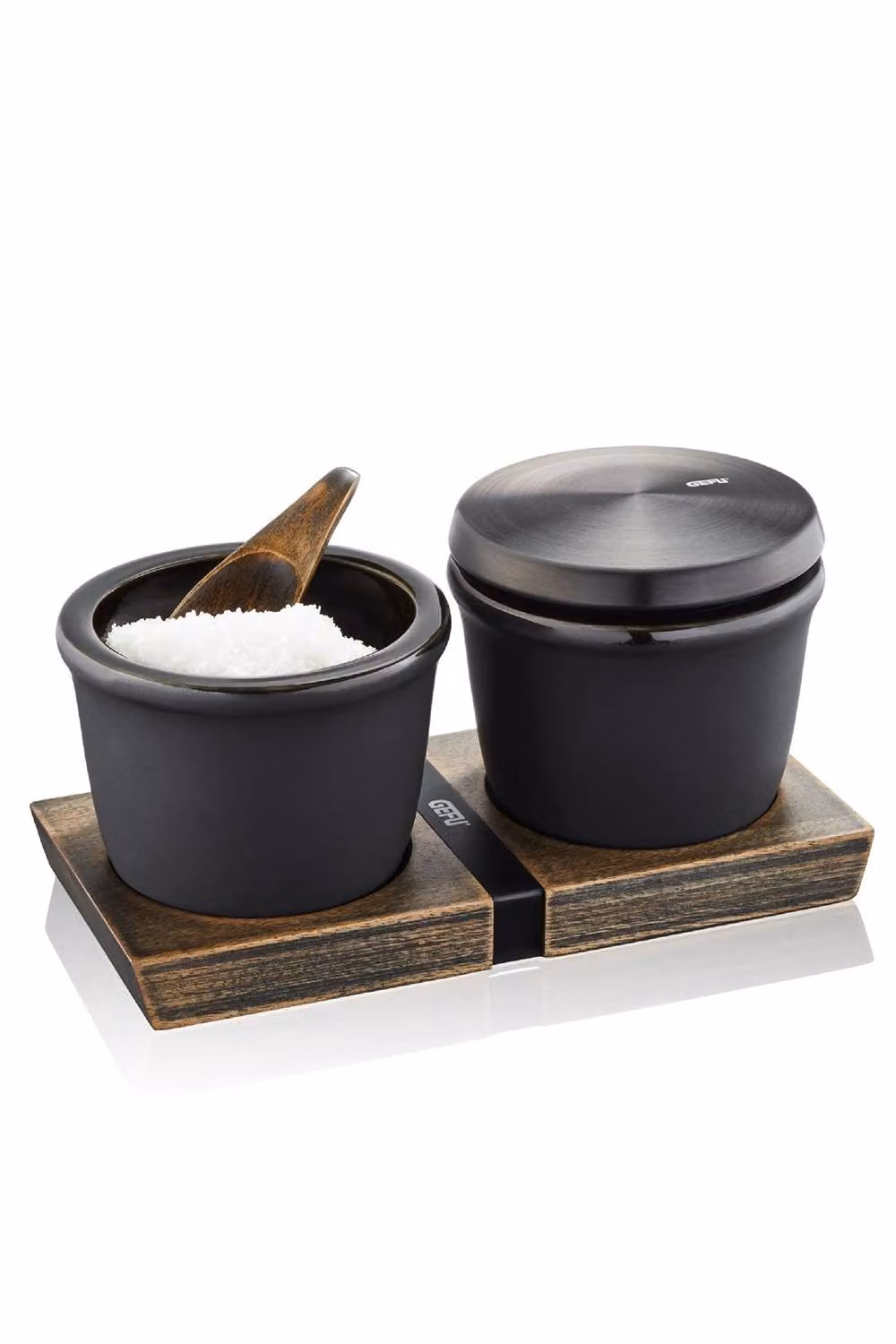 Gefu X-Plosion Airtight Salt and Spice Jar in Black, Diameter: 8.5 cm – 3