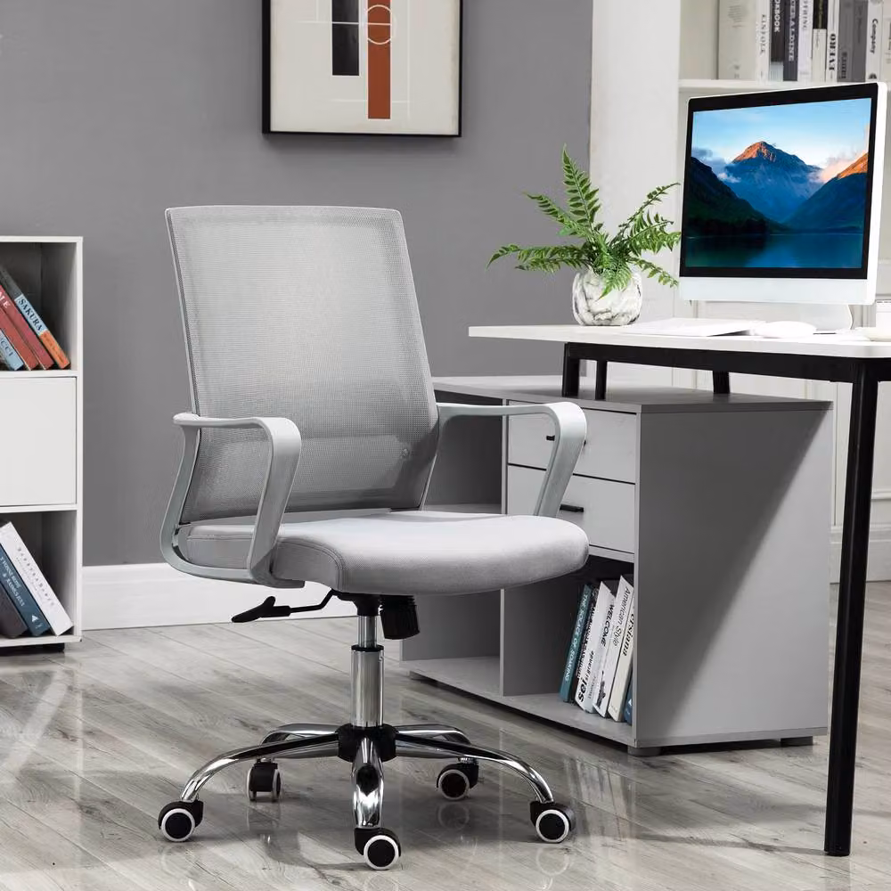 Rolipo Ergonomic Grey Mesh Swivel Office Chair with Adjustable Height and Armrests – 2