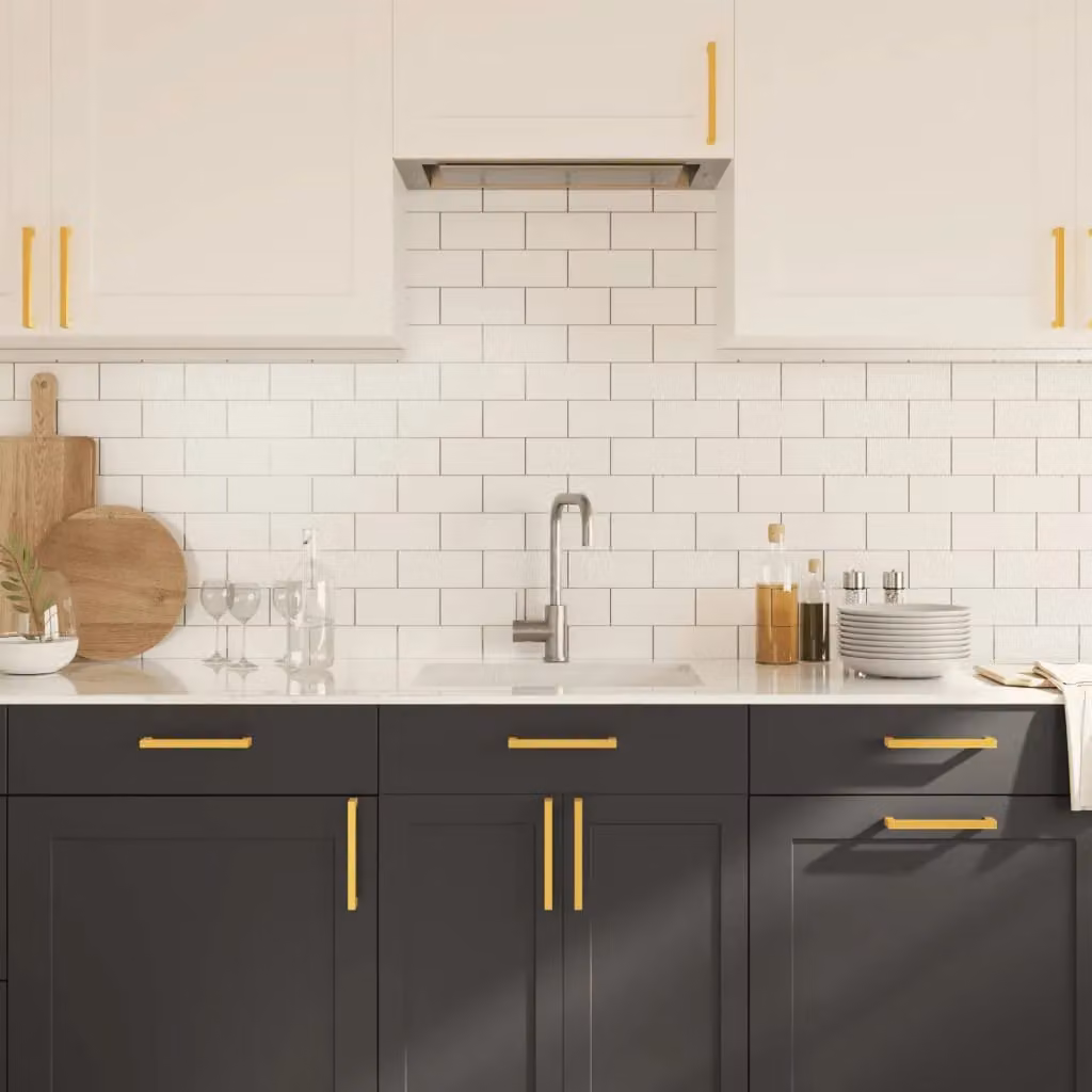 Berkfield Home Gold Brushed Stainless Steel Bar Cabinet Handles, 10 Pack, Length: 160 mm – 2