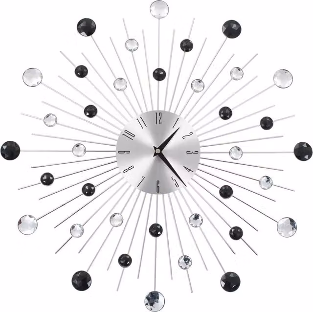 Berkfield Home Modern Round Analog Wall Clock with Quartz Movement in Silver, Diameter: 50 cm