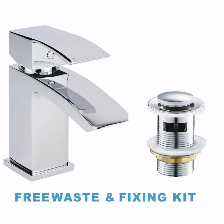 PAWNORA Single Lever Basin Mixer Tap with Pop-Up Waste in Chrome Silver