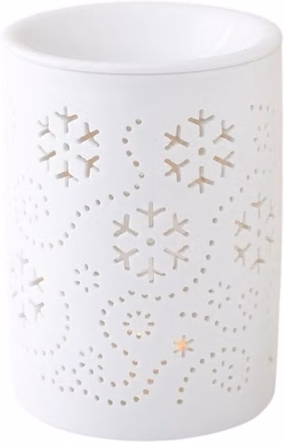 Something Different Wholesale White Ceramic Snowflake Cut Out Oil Burner and Wax Warmer