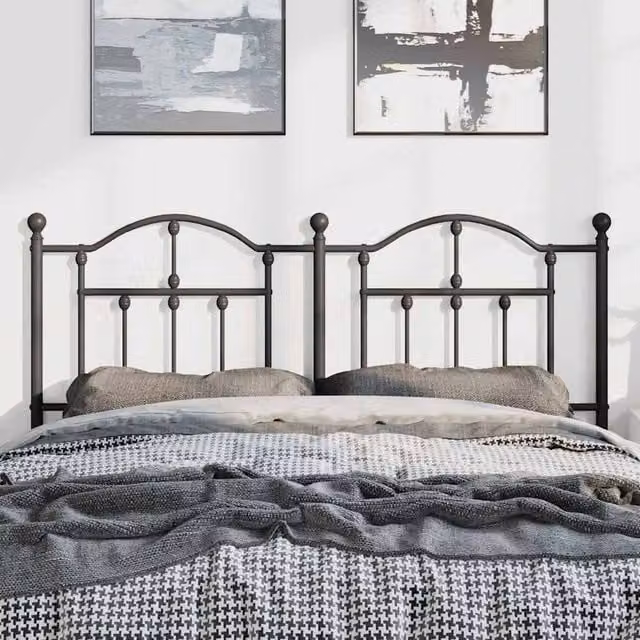 Berkfield Home Classic Metal Headboard in Matt Black, Width: 135 cm – 1