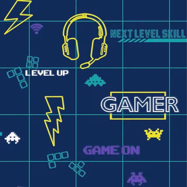 Holden Decor Retro Gamer Geometric Wallpaper in Blue and Yellow