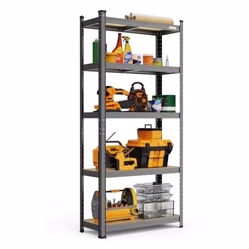 VonHaus 5-Tier Heavy Duty Steel Garage Shelving Unit in Grey