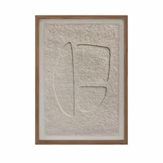 Dome Deco BLISS Abstract Graphic Hanging Artwork in Beige with Wood Details