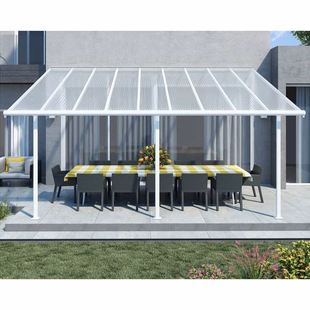 Palram Sierra Polycarbonate Patio Cover, White and Transparent, W: 299 cm, H: 305 cm – 2