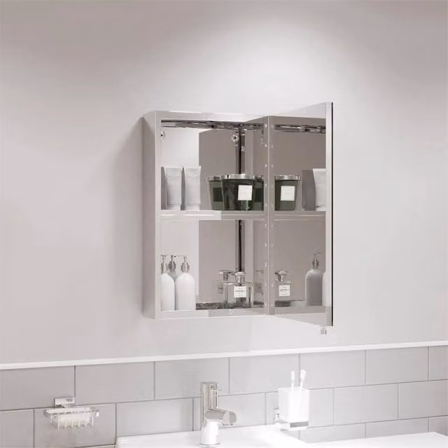 SPETLEK Stainless Steel Wall Mounted Bathroom Mirror Cabinet in Silver – 1