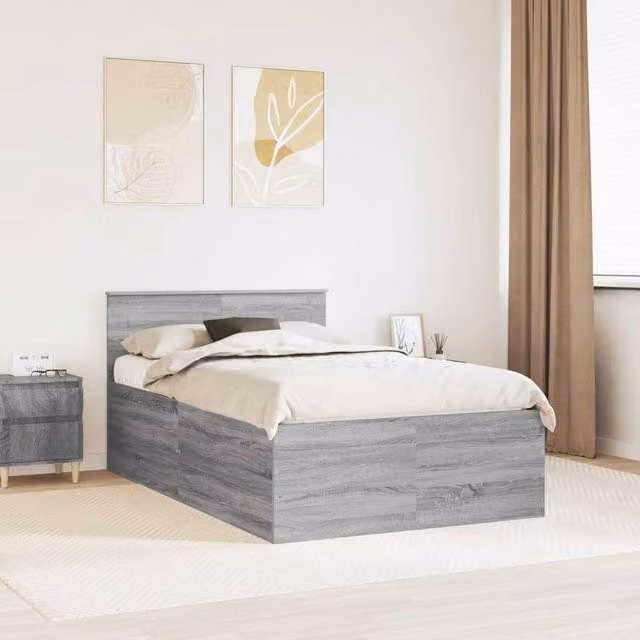 Berkfield Home Grey Engineered Wood Bed Frame W/D/H: 120 x 190 cm