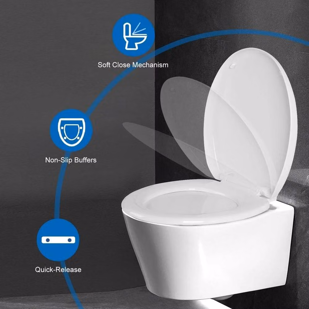 PAWNORA White Oval Heavy Duty Soft Close Toilet Seat – 2