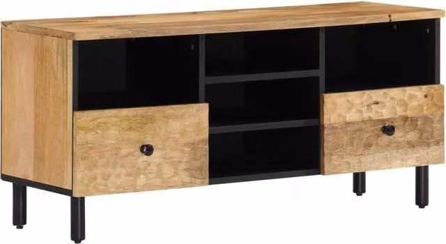 Berkfield Home Industrial Mango Wood TV Cabinet in Brown, W/D/H: 100 x 33 x 46 cm – 1