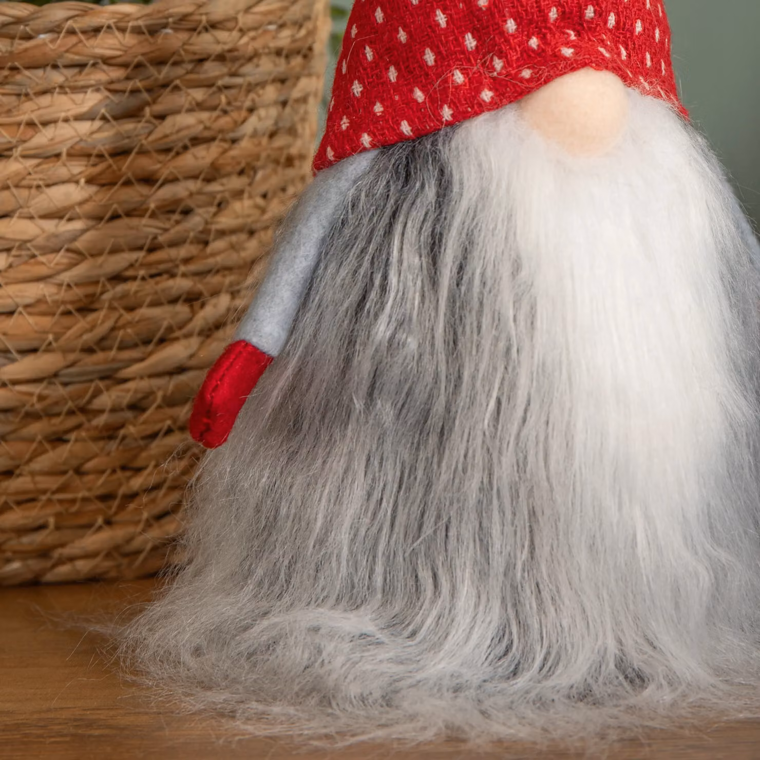 Samuel Alexander Festive Cuddly Santa Gonk Christmas Plush Tabletop Decoration in Red, White and Grey with Dotted Hat, Height: 34 cm – 4