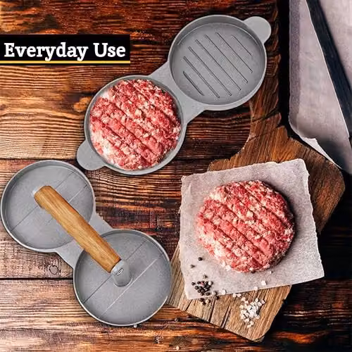 Premier Housewares From Scratch Non-Stick Double Hamburger Press in Brown – 2