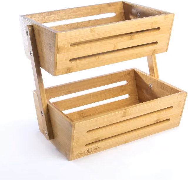 Maison & White 2 Tier Bamboo Storage Basket in Brown