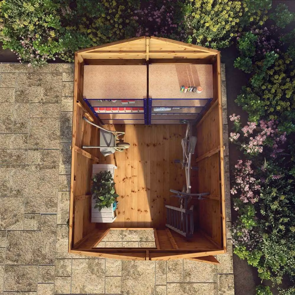 Mercia Brown Shiplap Apex Windowless Wooden Garden Shed, W: 190.5 cm, D: 240.8 cm, H: 222.2 cm – 3