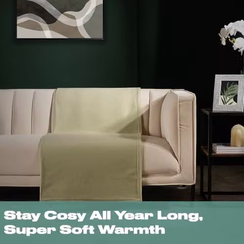 Dreamscene Plain Green Fleece Throw Blanket, W/D/H: 120 x 150 cm – 5