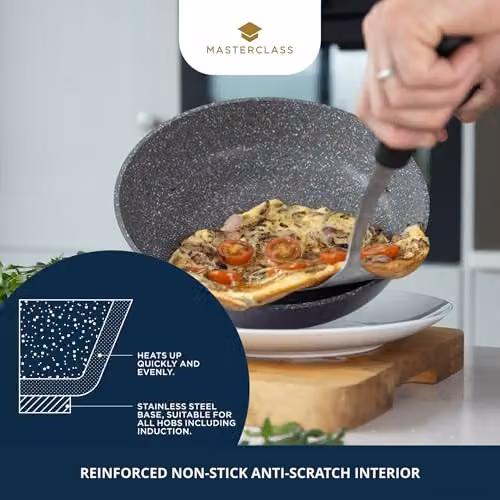 MasterClass Non-Stick Cast Aluminium Frying Pan, Purple, 28cm, Dishwasher Safe – 3