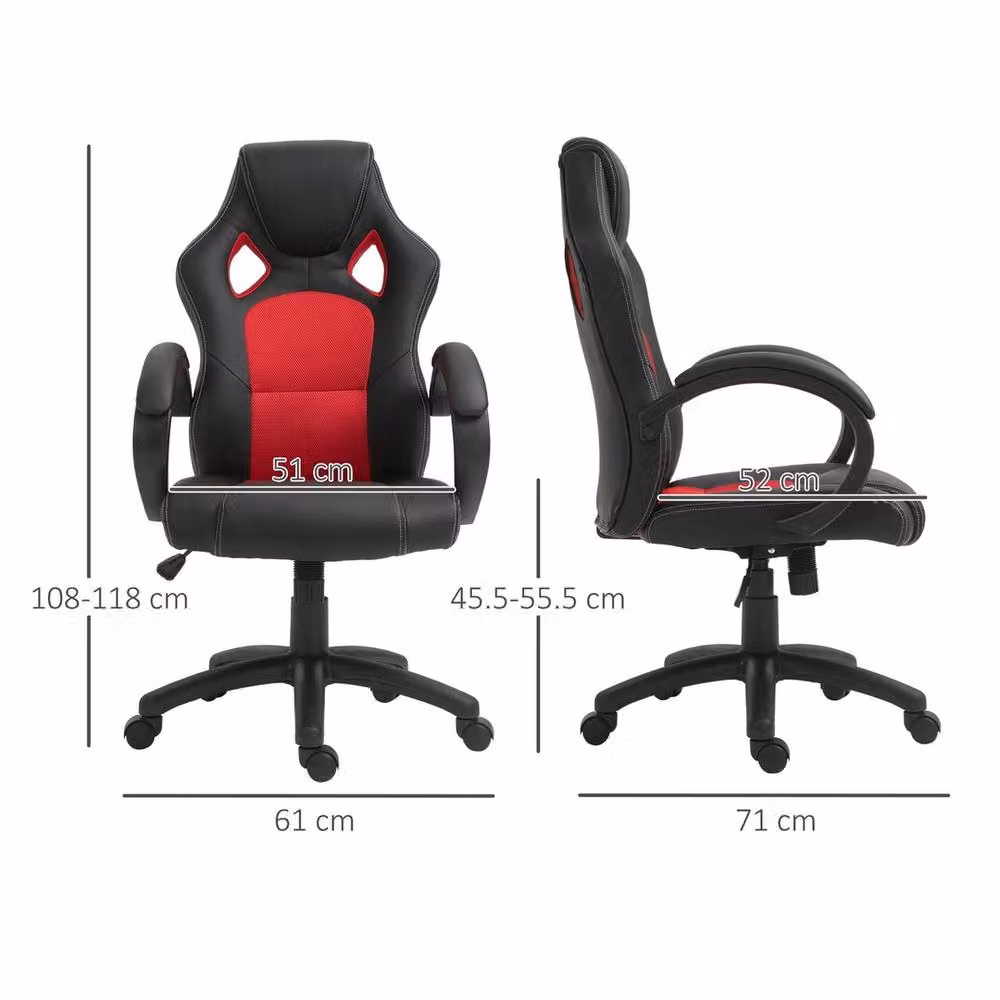 FORGEVIO Executive Racing Swivel Gaming Office Chair in Black and Multicolour PU Leather with Headrest and Armrests, W/D/H: 71 x 71 x 120 cm – 2