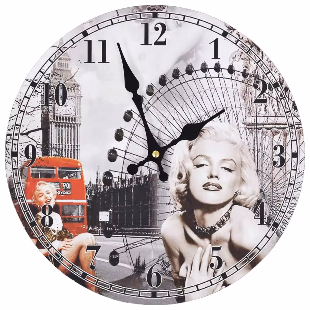 Berkfield Home Vintage Round Analog Wall Clock, Multicolour, Diameter: 30 cm – 2