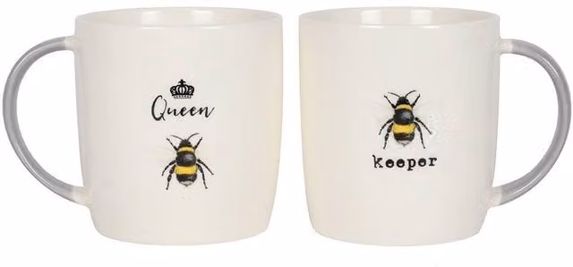 Something Different Queen and Keeper Bone China Mug Set in White
