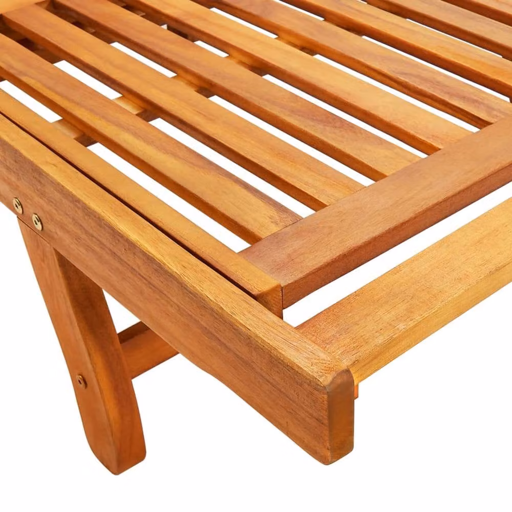 Berkfield Home Set of 2 Brown Acacia Wood Sun Loungers with Articulated Backrests – 4