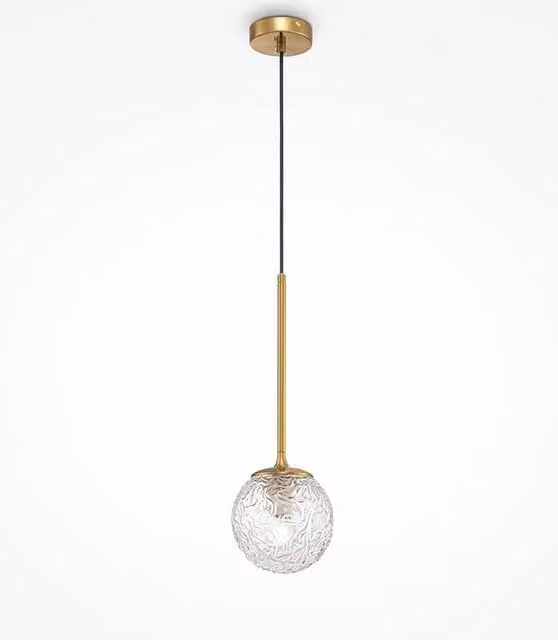 Maytoni Ligero Modern Globe Pendant Ceiling Light in Gold and Transparent Glass with E27 Socket – 1