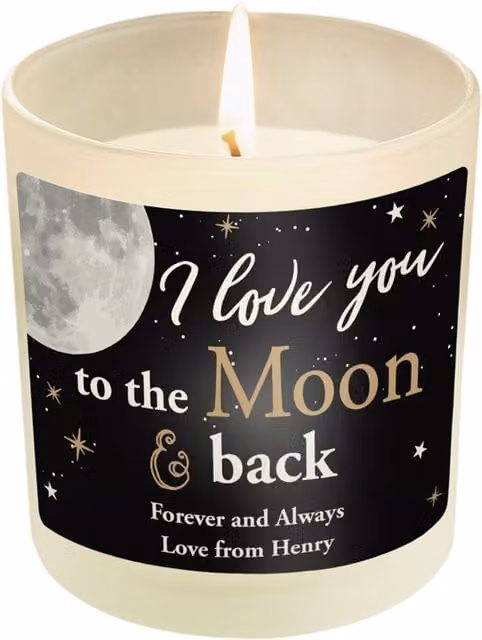 Personalised Memento Company Women's Personalised Moon & Back Scented Jar Candle in Off-White
