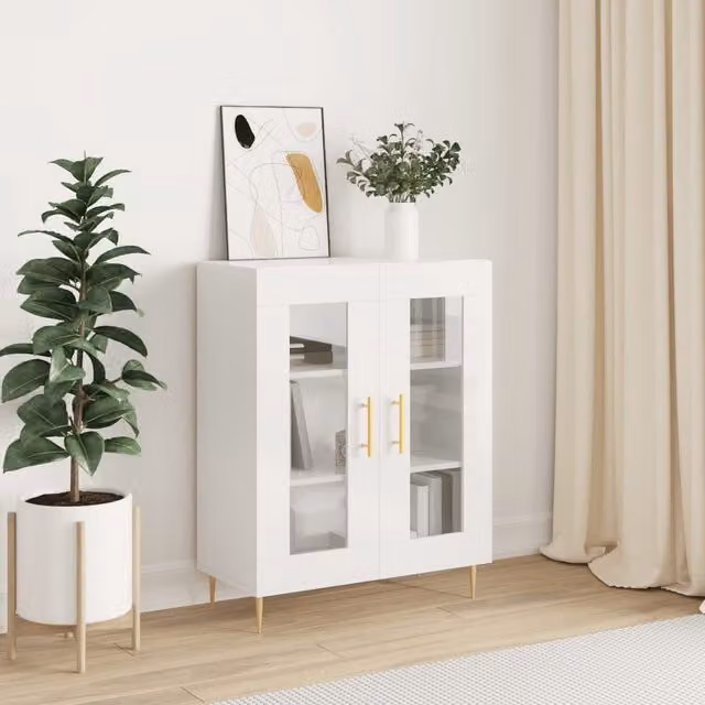 Berkfield Home High Gloss White Sideboard, W/D/H: 69.5 x 34 x 90 cm