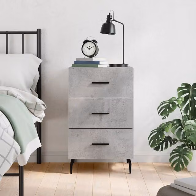 Berkfield Home Modern Bedside Cabinet in Grey, W/D/H: 40 x 40 x 66 cm – 1